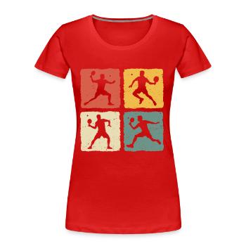 Tischtennis retro tischtennisspieler - Frauen Premium Bio T-Shirt - Rot - Vorne - Mia (176cm)