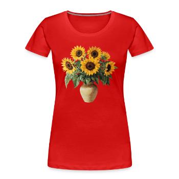Sonnenblume - Frauen Premium Bio T-Shirt - Rot - Vorne - Mia (176cm)