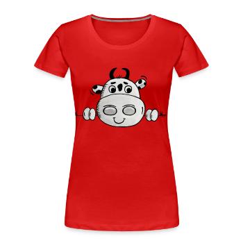 Vache regards - T-shirt bio Premium Femme - rouge - Devant - Mia (176cm)