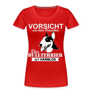 vorsicht vor dem frauchen Bullterrier - Frauen Premium Bio T-Shirt - Rot - Vorne - Mia (176cm)