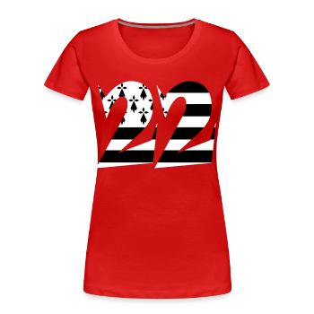22 Bretagne drapeau - T-shirt bio Premium Femme - rouge - Devant - Mia (176cm)