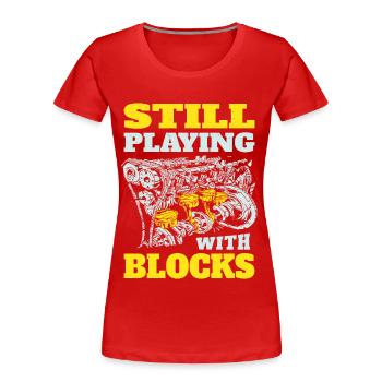 Still playing with blocks, Mechanics Engine Block - Women's Premium Organic T-Shirt - red - Front - Mia (176cm)