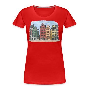 Stockholm Capitale Suède Gamla stan svensk - T-shirt bio Premium Femme - rouge - Devant - Mia (176cm)
