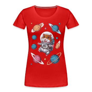 Weltraumhamster Unter Sternen - Frauen Premium Bio T-Shirt - Rot - Vorne - Mia (176cm)
