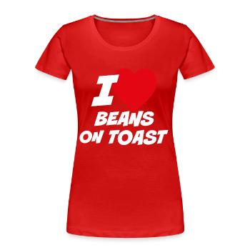 Ich liebe Bohnen auf Toast - Frauen Premium Bio T-Shirt - Rot - Vorne - Mia (176cm)