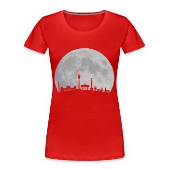 Berlin Skyline vor Mond Fernsehturm Bundestag - Frauen Premium Bio T-Shirt - Rot - Vorne - Mia (176cm)