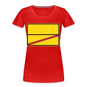 Verkehrsschild zum Personalisieren mit deinem Text - Frauen Premium Bio T-Shirt - Rot - Vorne - Mia (176cm)
