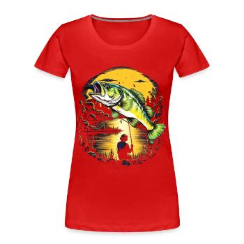 Bass Fish - Women's Premium Organic T-Shirt - red - Front - Mia (176cm)