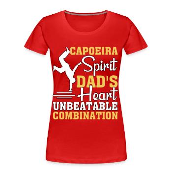 Capoeira Spirit Dad's Heart unschlagbare Kombination - Frauen Premium Bio T-Shirt - Rot - Vorne - Mia (176cm)