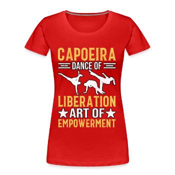 Capoeira, danse de libération, art de l’émancipation - T-shirt bio Premium Femme - rouge - Devant - Mia (176cm)
