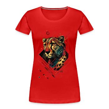 Guépard - T-shirt bio Premium Femme - rouge - Devant - Mia (176cm)