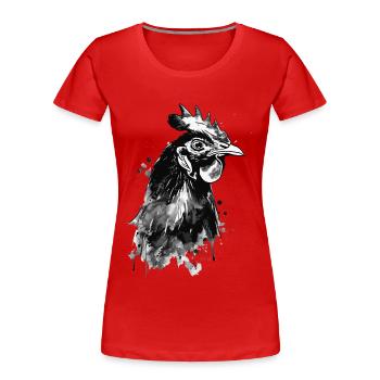 Huhn - Frauen Premium Bio T-Shirt - Rot - Vorne - Mia (176cm)