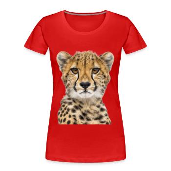 Guépard - T-shirt bio Premium Femme - rouge - Devant - Mia (176cm)