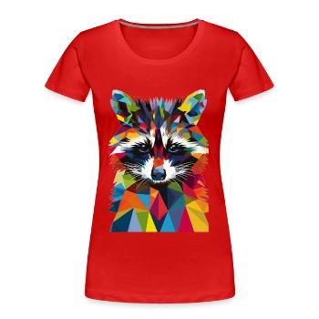 Waschbär - Frauen Premium Bio T-Shirt - Rot - Vorne - Mia (176cm)