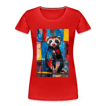 Frettchen - Frauen Premium Bio T-Shirt - Rot - Vorne - Mia (176cm)