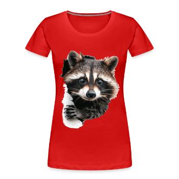 Waschbär - Frauen Premium Bio T-Shirt - Rot - Vorne - Mia (176cm)
