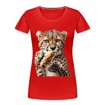 Guépard - T-shirt bio Premium Femme - rouge - Devant - Mia (176cm)