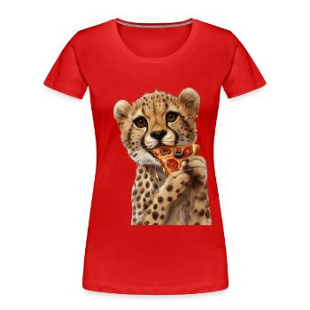 Guépard - T-shirt bio Premium Femme - rouge - Devant - Mia (176cm)