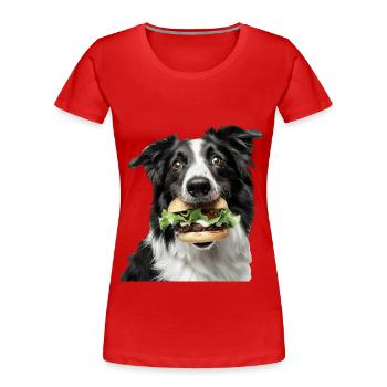 Border Collie - Frauen Premium Bio T-Shirt - Rot - Vorne - Mia (176cm)