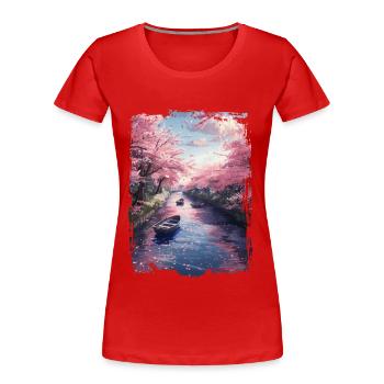 Japan - Frauen Premium Bio T-Shirt - Rot - Vorne - Mia (176cm)