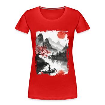Japon - T-shirt bio Premium Femme - rouge - Devant - Mia (176cm)