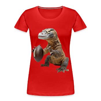Komodowaran Fußball - Frauen Premium Bio T-Shirt - Rot - Vorne - Mia (176cm)
