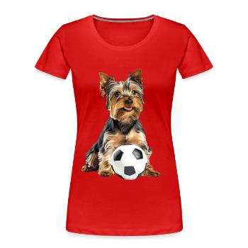 Yorkshire Terrier - T-shirt bio Premium Femme - rouge - Devant - Mia (176cm)