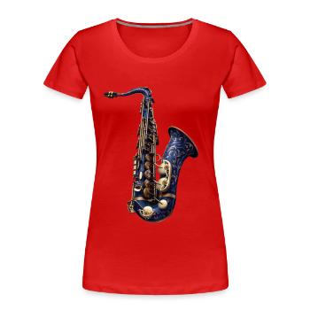 Saxophon - Frauen Premium Bio T-Shirt - Rot - Vorne - Mia (176cm)