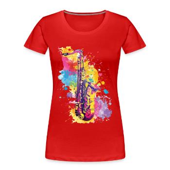 Saxophon - Frauen Premium Bio T-Shirt - Rot - Vorne - Mia (176cm)
