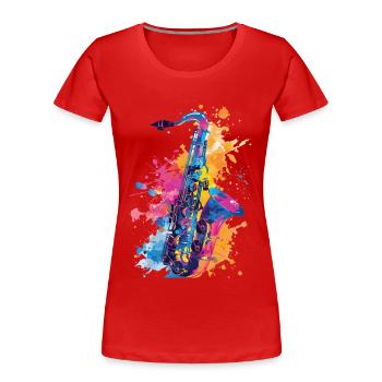 Saxophon - Frauen Premium Bio T-Shirt - Rot - Vorne - Mia (176cm)