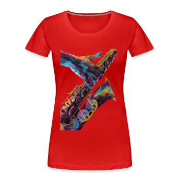 Saxophon - Frauen Premium Bio T-Shirt - Rot - Vorne - Mia (176cm)