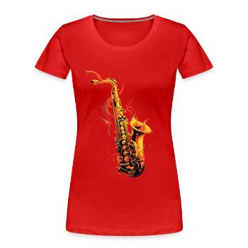 Saxophon - Frauen Premium Bio T-Shirt - Rot - Vorne - Mia (176cm)