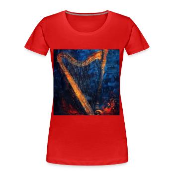Harfe - Frauen Premium Bio T-Shirt - Rot - Vorne - Mia (176cm)