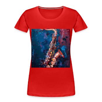 Saxophon - Frauen Premium Bio T-Shirt - Rot - Vorne - Mia (176cm)