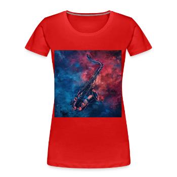 Saxophon - Frauen Premium Bio T-Shirt - Rot - Vorne - Mia (176cm)