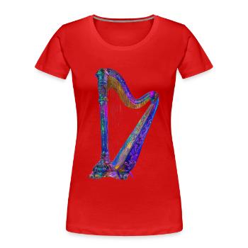 Harfe - Frauen Premium Bio T-Shirt - Rot - Vorne - Mia (176cm)