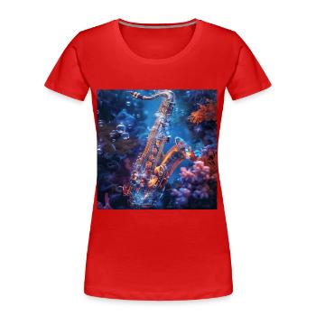 Saxophon - Frauen Premium Bio T-Shirt - Rot - Vorne - Mia (176cm)
