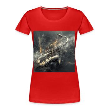Saxophon - Frauen Premium Bio T-Shirt - Rot - Vorne - Mia (176cm)