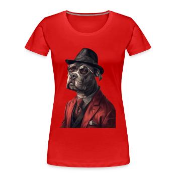 Staffordshire Bullterrier - Frauen Premium Bio T-Shirt - Rot - Vorne - Mia (176cm)