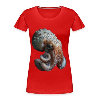Tintenfisch - Frauen Premium Bio T-Shirt - Rot - Vorne - Mia (176cm)