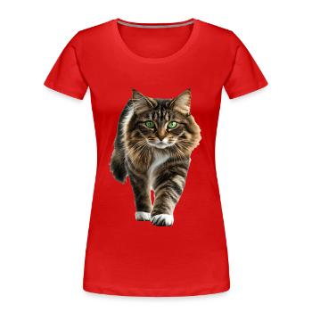Norwegische Waldkatze - Frauen Premium Bio T-Shirt - Rot - Vorne - Mia (176cm)