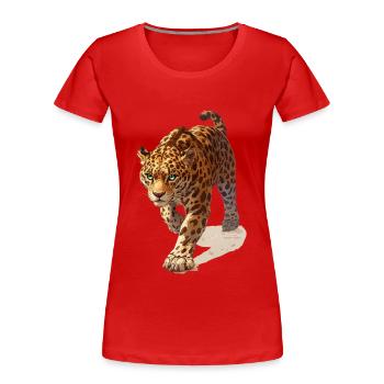 Jaguar - Frauen Premium Bio T-Shirt - Rot - Vorne - Mia (176cm)