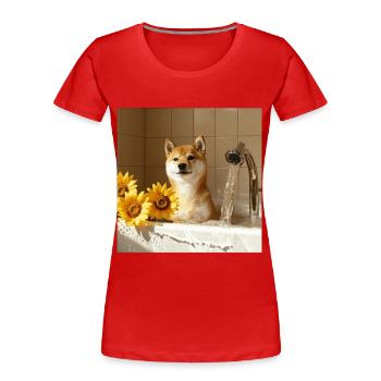 Shiba Inu - Frauen Premium Bio T-Shirt - Rot - Vorne - Mia (176cm)