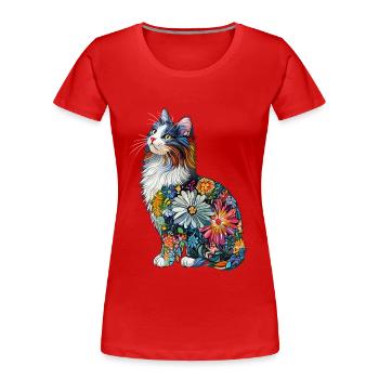 Norwegische Waldkatze - Frauen Premium Bio T-Shirt - Rot - Vorne - Mia (176cm)