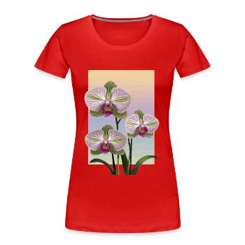 Orchidee - Frauen Premium Bio T-Shirt - Rot - Vorne - Mia (176cm)