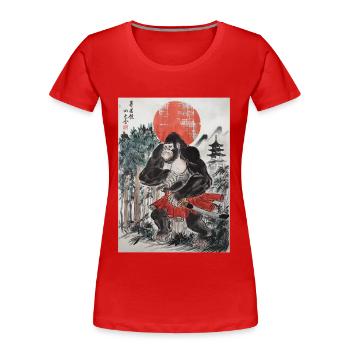 Samurai - Frauen Premium Bio T-Shirt - Rot - Vorne - Mia (176cm)