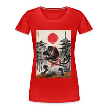 Samurai - Frauen Premium Bio T-Shirt - Rot - Vorne - Mia (176cm)