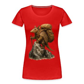 Armadillo Armadillo Randonnée - T-shirt bio Premium Femme - rouge - Devant - Mia (176cm)