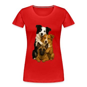 Chien Chiens Chiens mignons - T-shirt bio Premium Femme - rouge - Devant - Mia (176cm)
