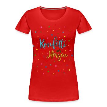 Konfetti im Herzen - Frauen Premium Bio T-Shirt - Rot - Vorne - Mia (176cm)